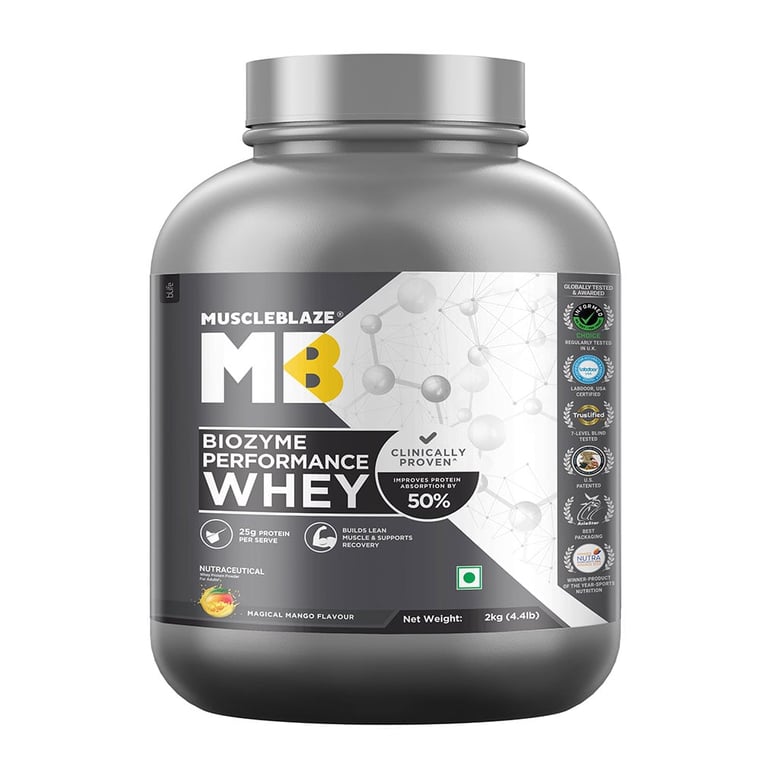 MuscleBlaze Biozyme Performance Whey 2kg mango