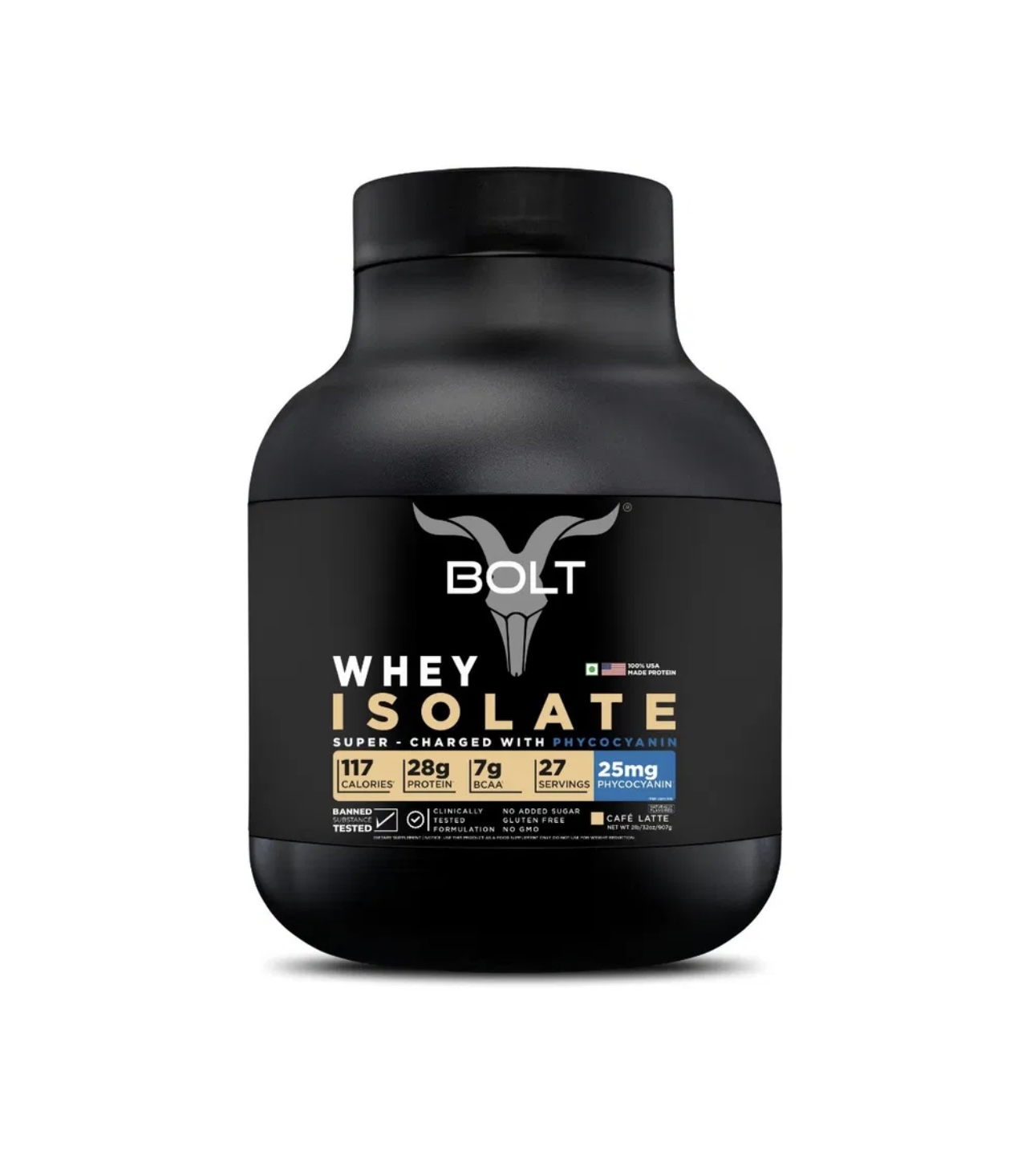 Bolt Whey Isolate Protein 2 lb, 907g