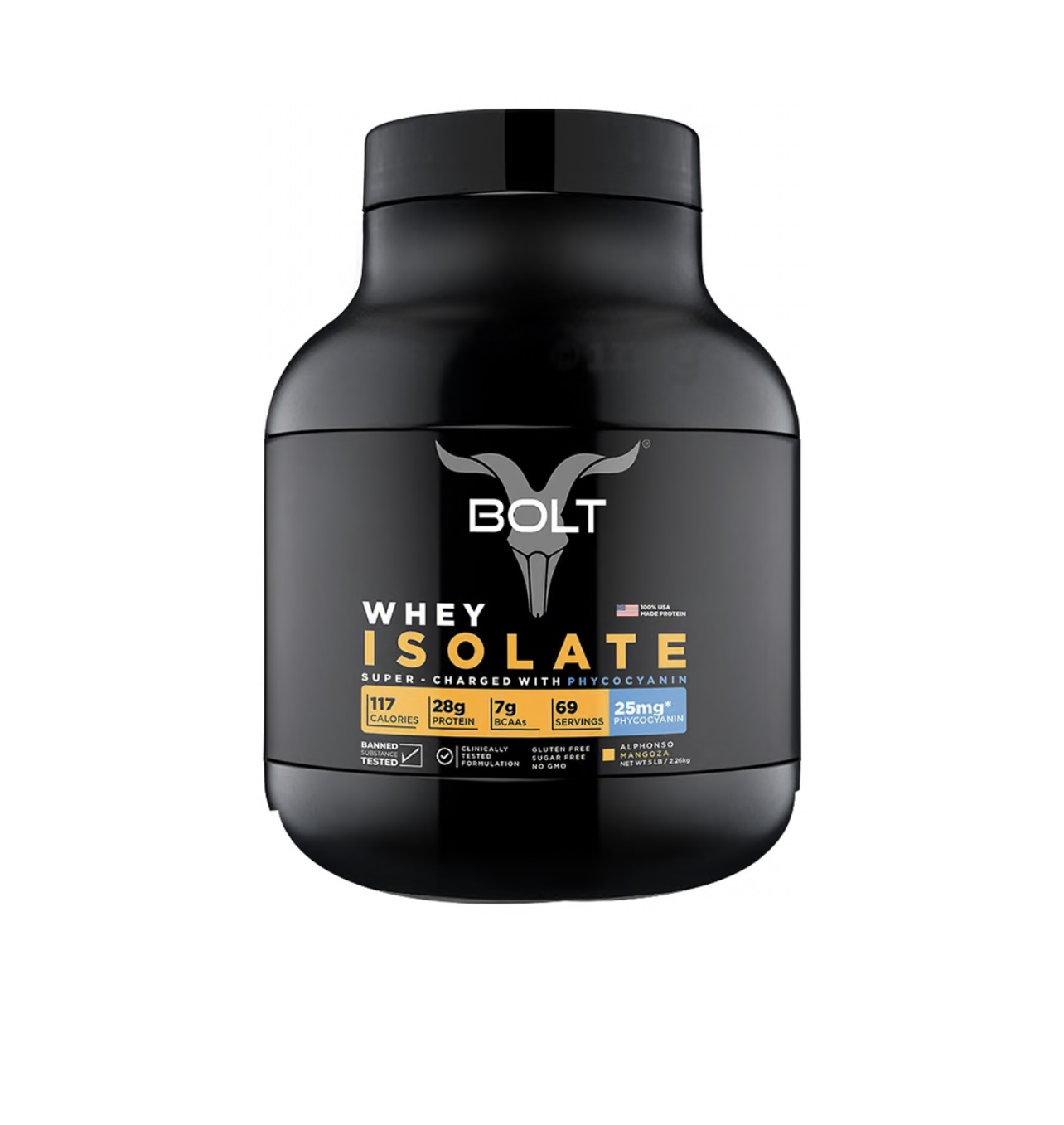 Bolt Whey Protein Isolate Powder | 28g Protein | 69 Servings | 5lb,2.268kg