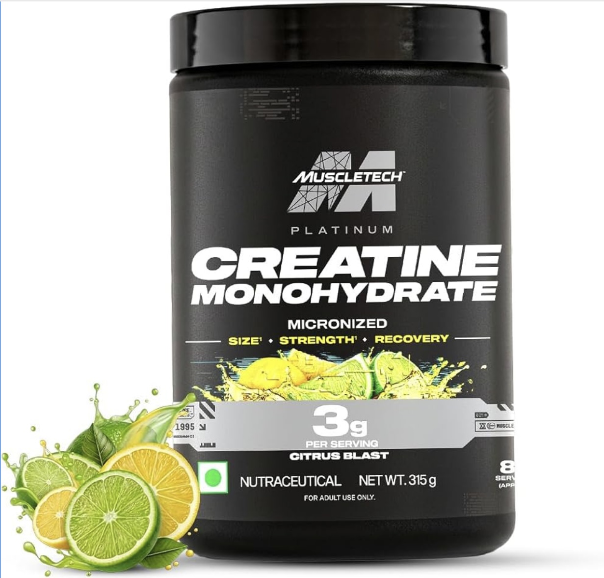 MuscleTech Platinum Creatine Micronized Powder | 83 Servings, | Improves Strength, Power & Muscle Recovery |Muscletech Creatine Flavored - 315g