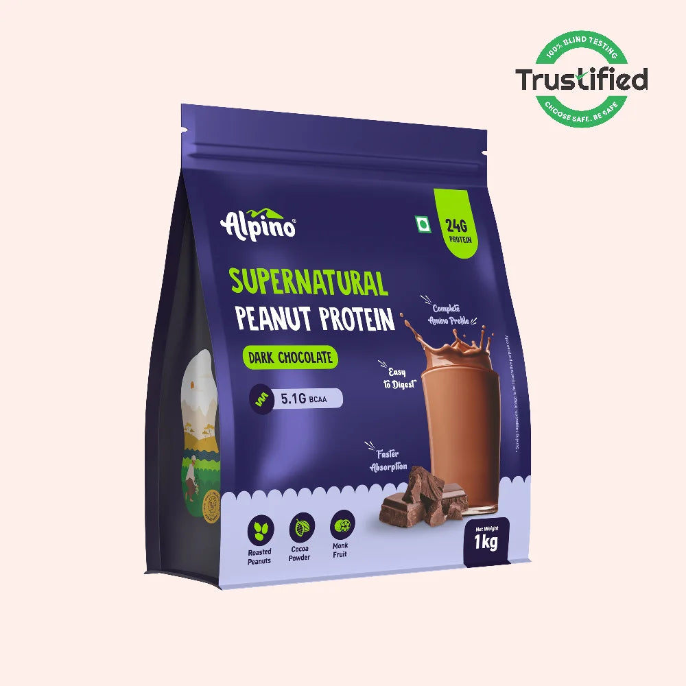 ALPINO Supernatural Peanut Protein Powder 1kg – Roasted Peanuts, Cocoa Powder & Monk Fruit - 24g Protein