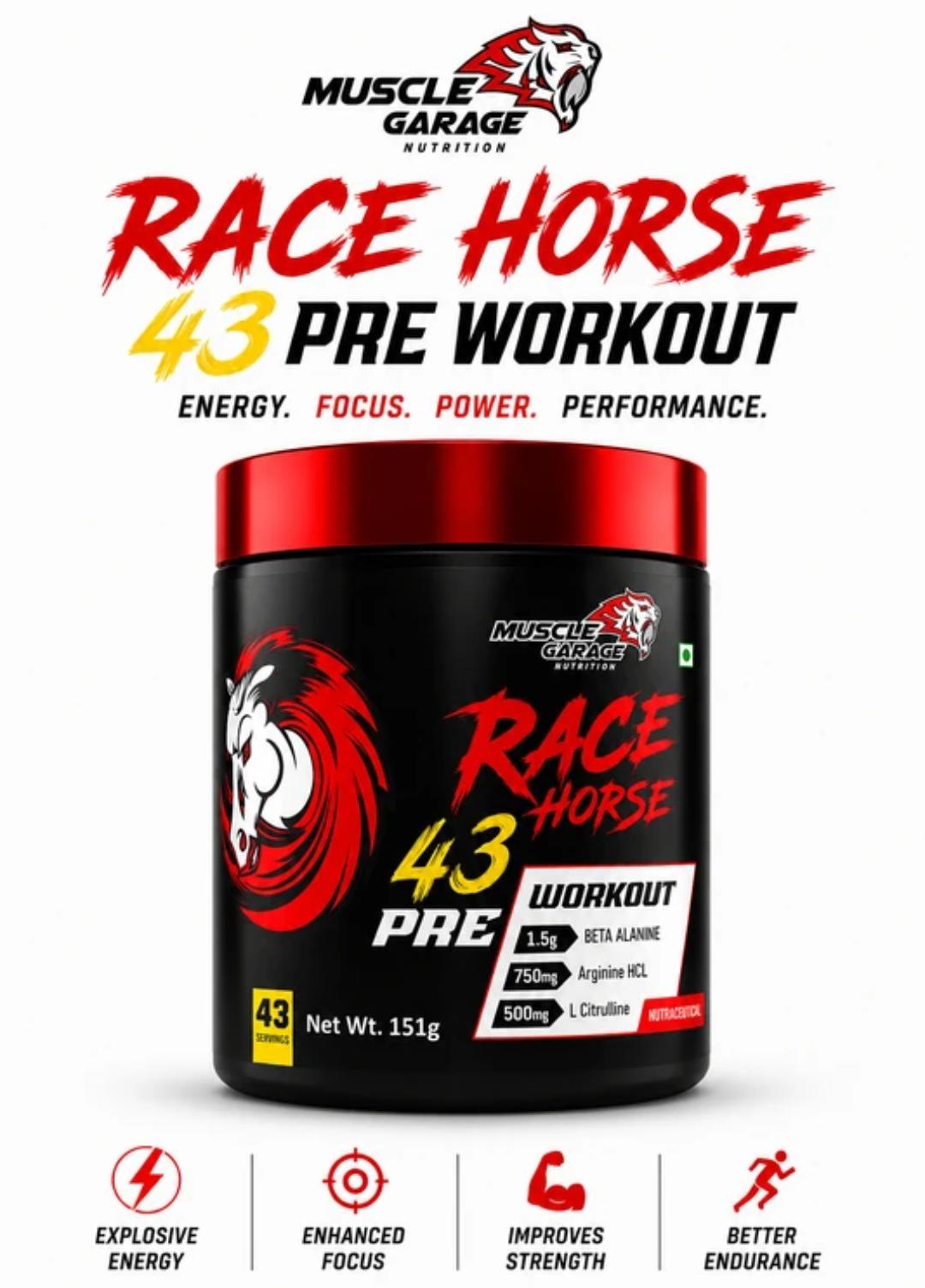 Muscle Garage Racehorse – Pre Workout Powder 151g | 43 Servings