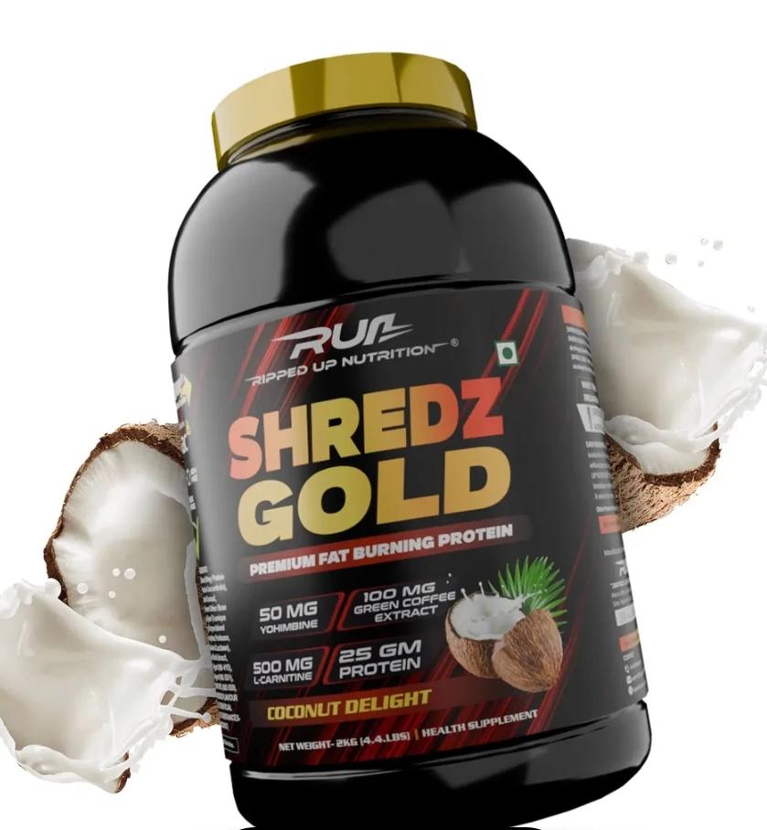 Ripped Up Nutrition Shredz Gold- Fat Burning Protein Powder (Coconut ice cream,2 KG (63 Servings