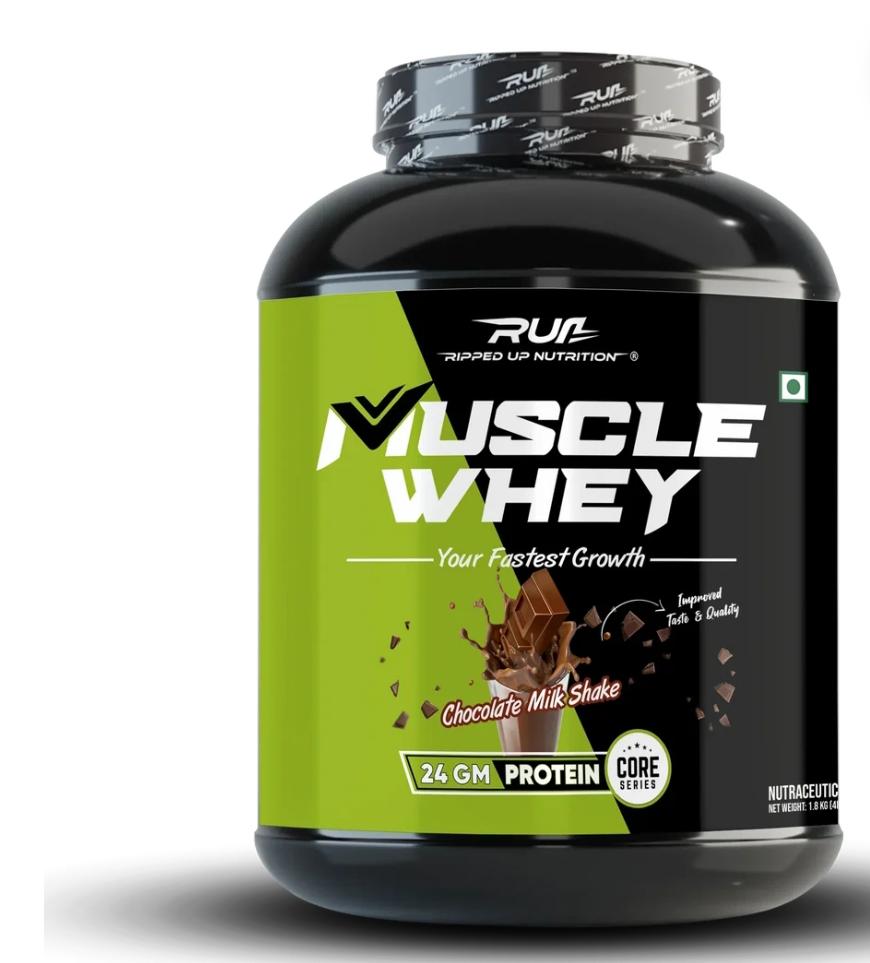 Ripped Up Nutrition Muscle Whey | 24g Protein, Low Carb Formula | 1.8 Kg, 50 Servings