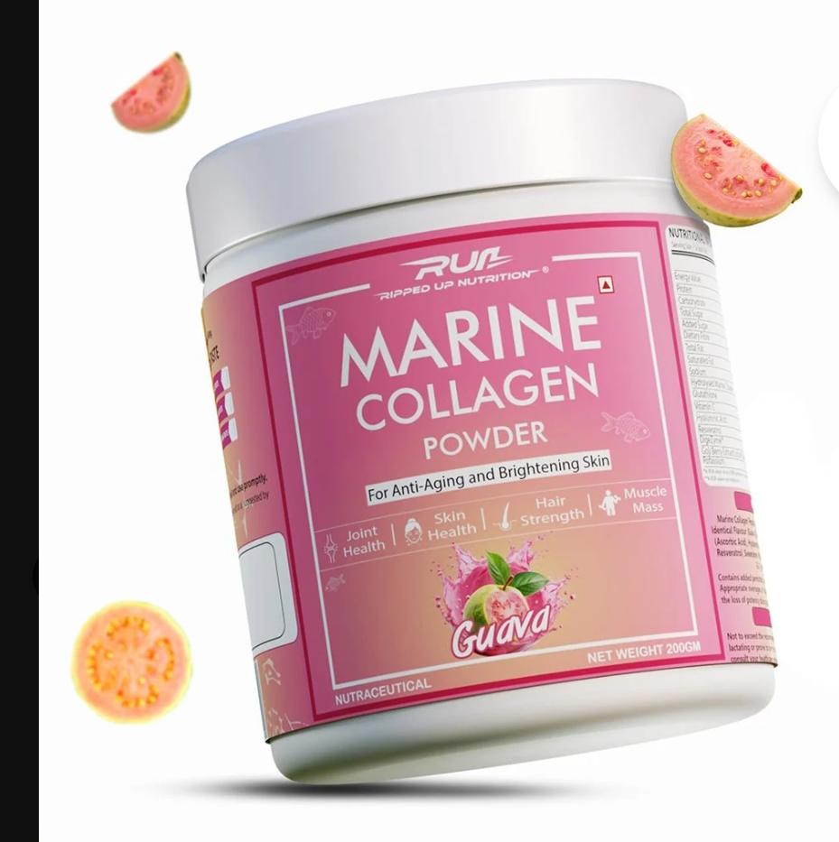 Ripped Up Nutrition Marine Collagen - 200g, | 8.9g Pure Collagen, 200mg Glutathione, 50mg Goji Berry | Clinically Proven Formula | Skin Glow, Anti-Aging, Hydration, Hair & Nail Health | No Fishy Smell