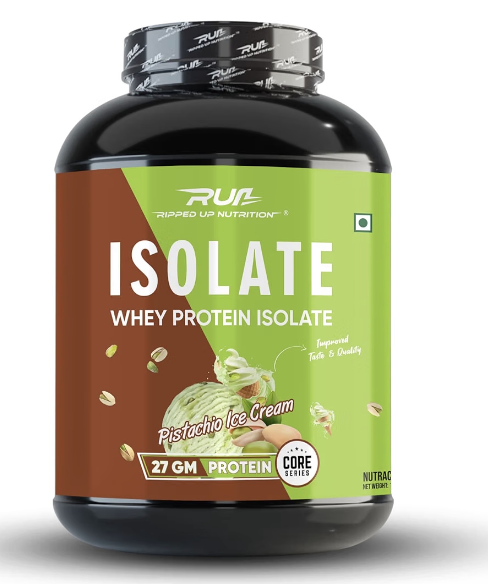 Ripped Up Nutrition Whey Protein Isolate | 27g Fast-Absorbing Protein/Scoop | Low Carb & Fat for Lean Muscle Growth | No Fillers or Maltodextrin | GMP Certified(Pistachio Ice Cream,1.8kg (4 lbs))