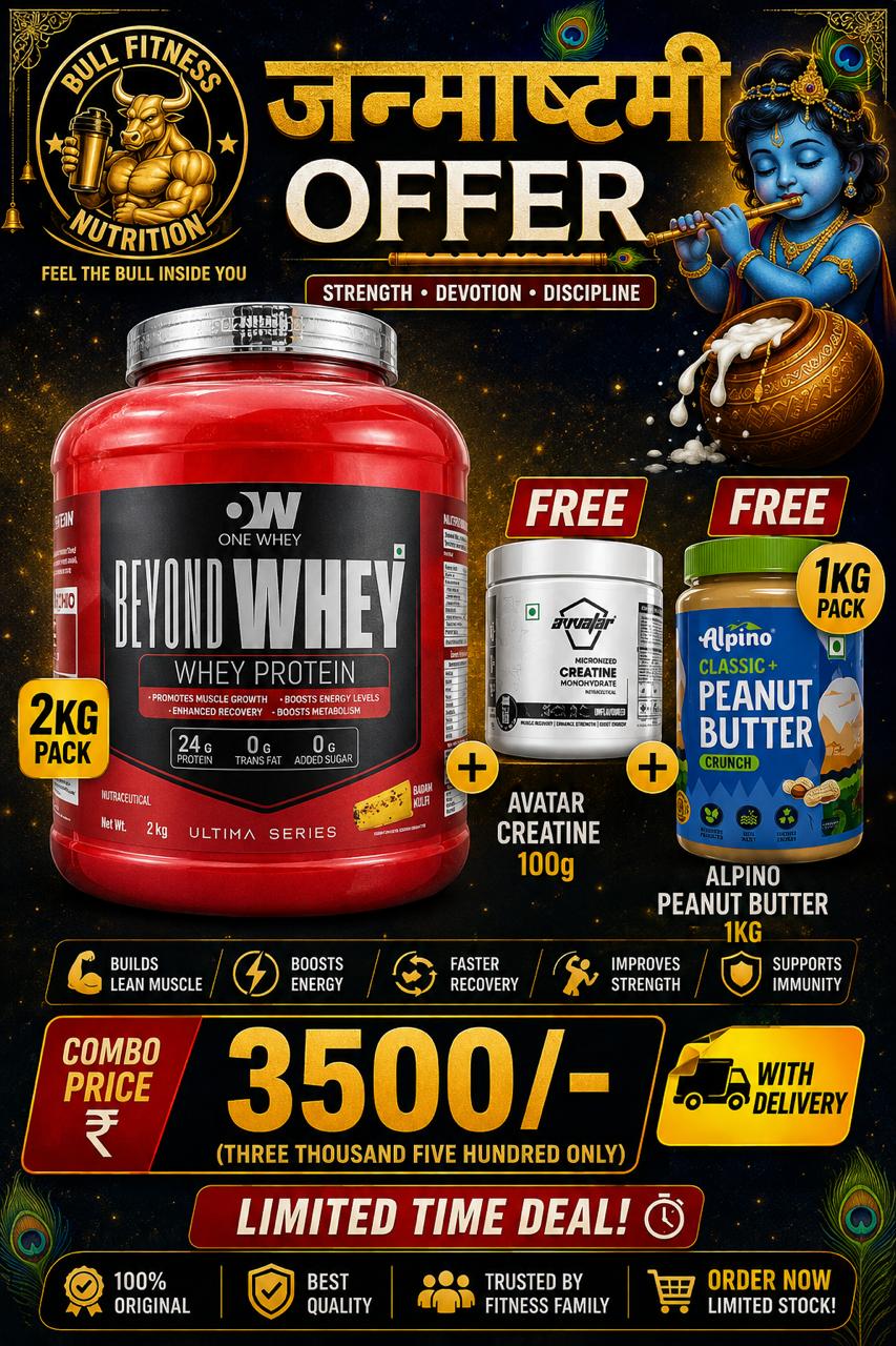 One whey beyond whey protein 2 kg+ avvatar creatine 100gm+alpino classic peanut butter 1kg combo offer