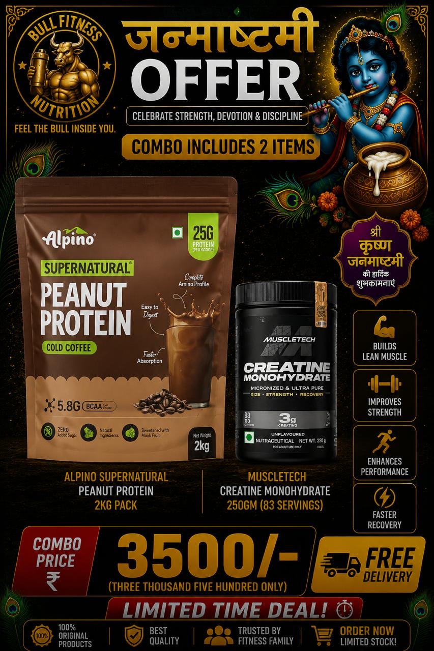 Alpino peanut protein 2 kg +muscle tech creatine 250 gm combo deal